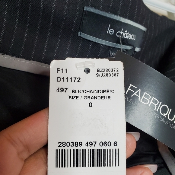 Le Chateau Women's Black Pinstripe Trouser, Wool Blend Pants, Size 0 - NWT - Picture 9 of 17